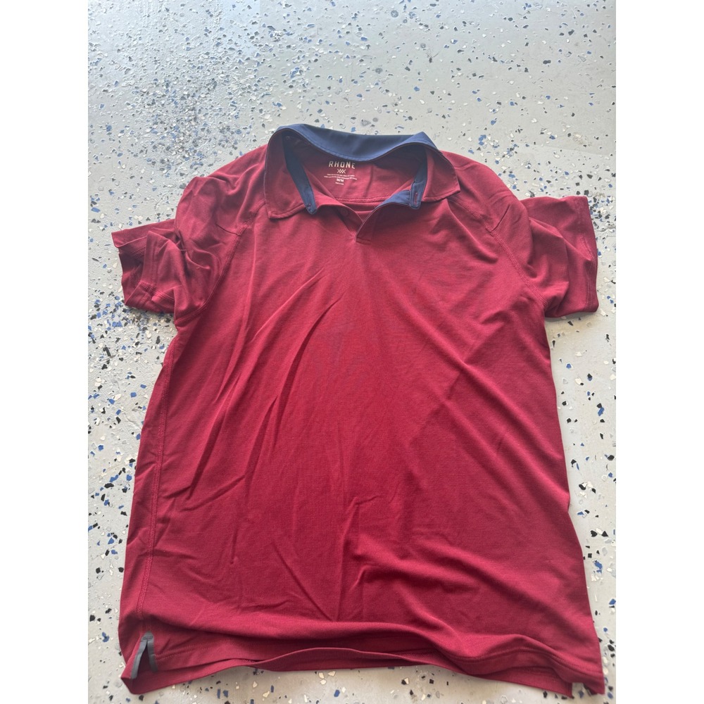 Rhone Polo‎ Shirt Athletic Fit Moisture Wicking Stretch Red Casual M/M